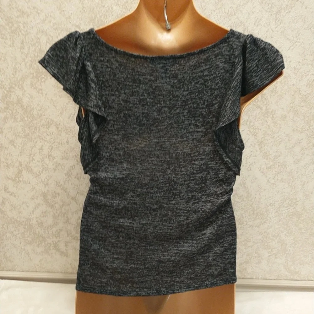 White House Black Market Heathered Gray And Black Short Sleeve Top